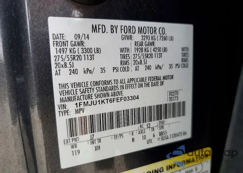 2015 Ford Expedition Limited из США, поврежденный, VIN 1FMJU1KT6FEF03304